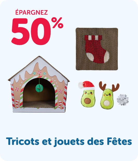 Épargnez 50% - Tricots et jouets des Fêtes
