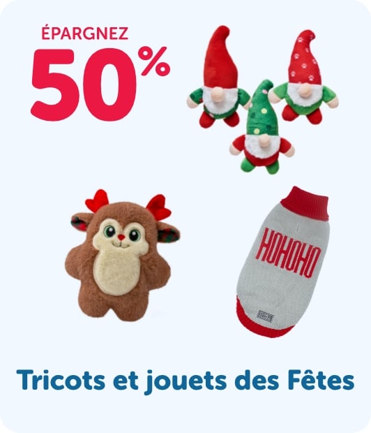 Épargnez 50% - Tricots et jouets des Fêtes