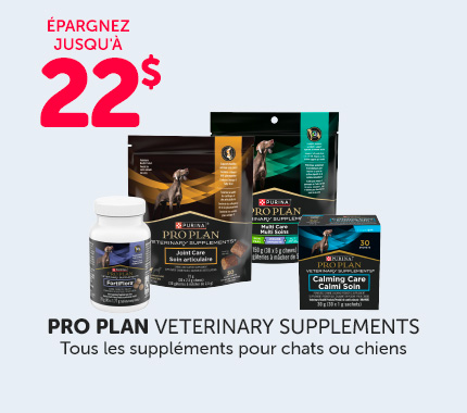 Suppléments Pro Plan pour animaux. Épargnez jusqu'à 22 $ sur tous les suppléments Pro Plan Veterinary Supplements pour chats ou chiens.