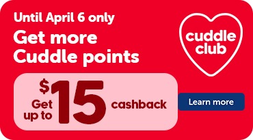 Cuddle Club promotion: receive up to $15 off and extra points, valid until April 6.
