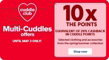 Club Câlin promotional banner: “Multicâlins offers until May 3 at Mondou.” Get 10x the points (equivalent to 20% back in points) on selected pet items, including dog apparel and accessories.