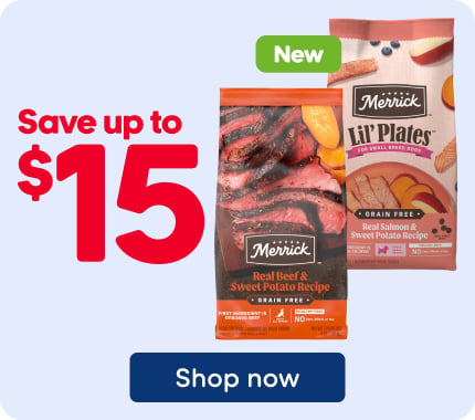 Save up to $15 on Merrick dry food for dogs. New product, exclusively at Mondou.