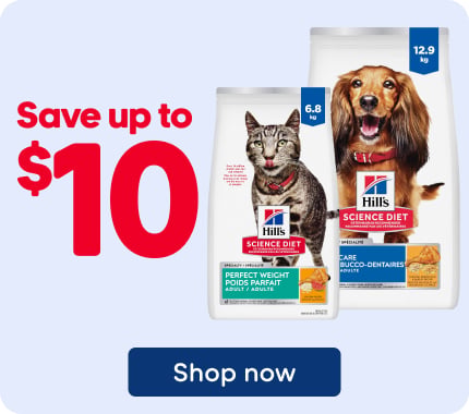 Save up to $10 on HILL’S SCIENCE DIET dry food for cats or dogs, including Oral Care and Perfect Weight formulas.