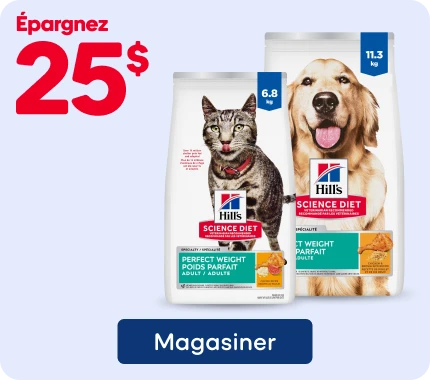 Promotion Hill’s Science Diet : économisez 25 $ sur la nourriture sèche pour chats ou chiens sélectionnée.