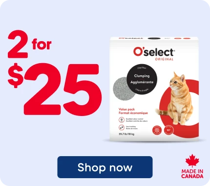 Buy 2 O'select Original cat litter and pay $25. 