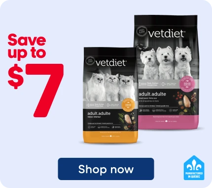 Save up to $7 on selected Vetdiet dry food for cats and dogs.