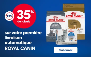 Bannière promotionnelle Royal Canin - Offre de 35% de rabais en s'abonnant à la livraison automatique