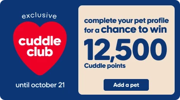 Promotional banner for Cuddle club contest, get a chance to win a $250 in points.