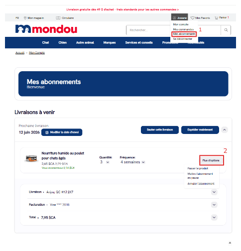 Indications pour abonnement