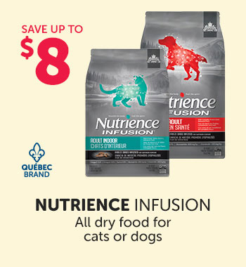 Save up to $8 on all Nutrience Infusion food for cats or dogs.  