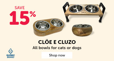 Save 15% on all Clöe E Cluzo bowls for cats or dogs. 