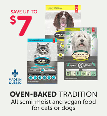 Save up to $7 on Oven-Baked Tradition semi-moist and vegan food for cats or dogs.