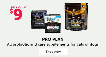 Save up to $9 on Pro Plan probiotic and care supplements for cats or dogs.