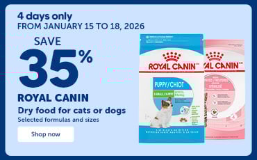 From January 15 to 18, 2026, save 35% on Royal Canin dry food. Selected formulas and sizes.