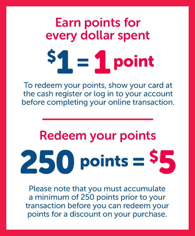 Earn points for every dollars spent, to redeem your points use your cuddle card on store or register online before your transaction.