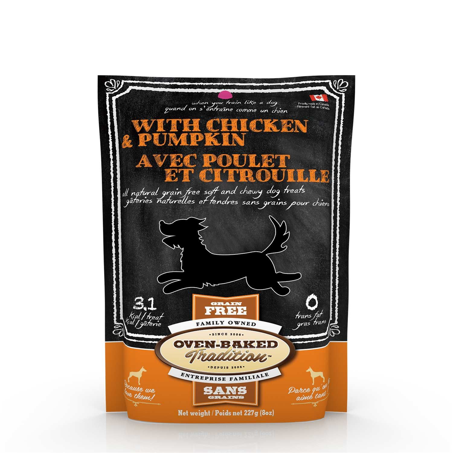 Soft & Chewy Grain-Free Dog Treats, chicken and pumpkin Oven-Baked