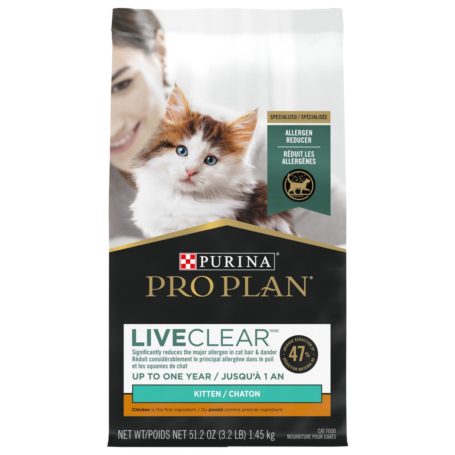 PURINA PRO PLAN LIVECLEAR キトン用 ドライフード LiveClear Dry Food for Kitten Chicken & Rice Formula, 1.45 kg Pro
