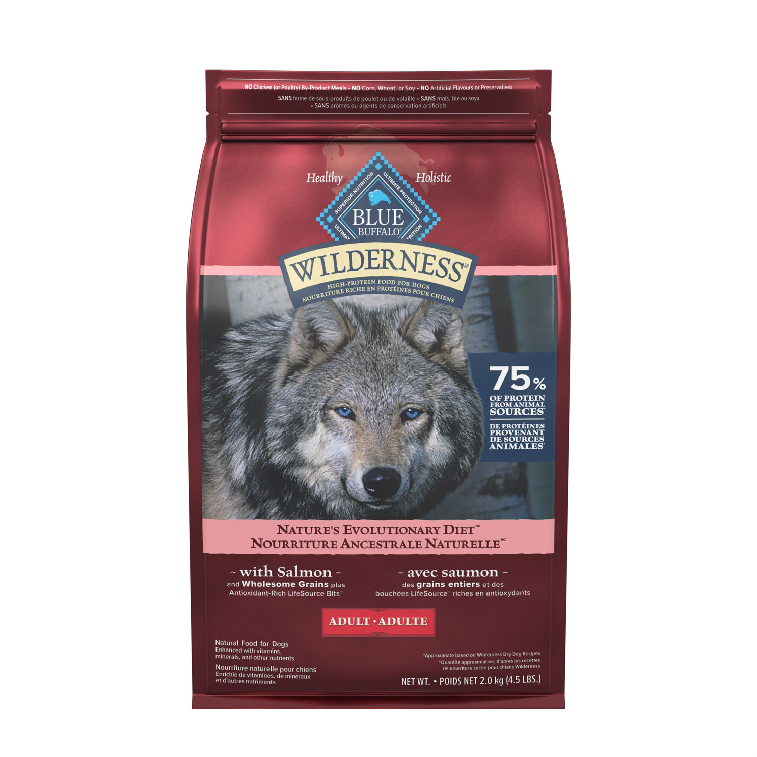 View of High-protein Salmon Dry Food for Adult Dogs, 2 kg Blue | Mondou