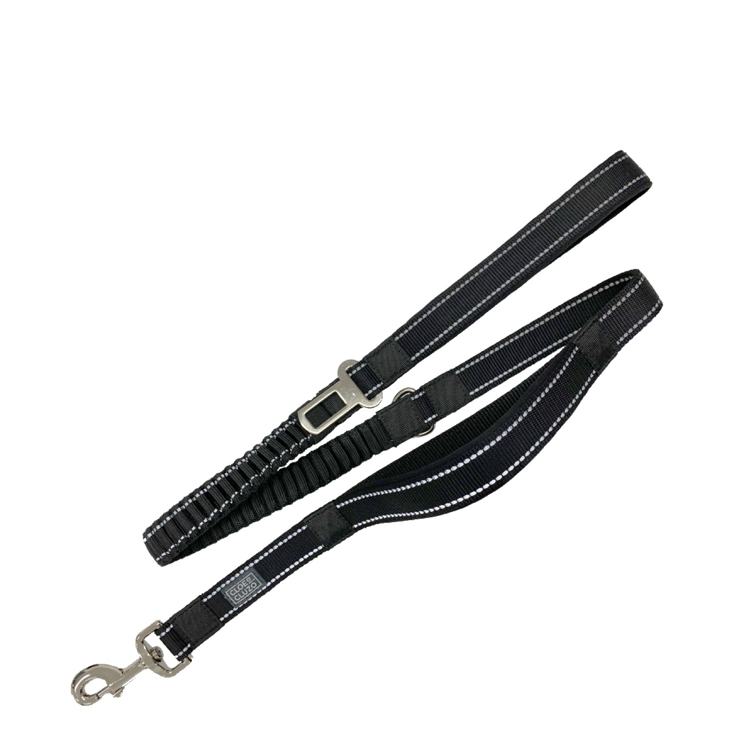 Laisse Chien Tactique Élastique 1.5m - 2 Poignées - Ceinture Voiture - Pour Chiens Forts Tireurs (Noir) - 11