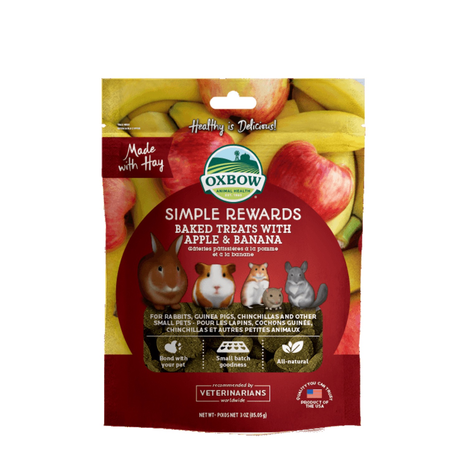 Baked Treats with Apple & Banana for rodents Oxbow | Mondou