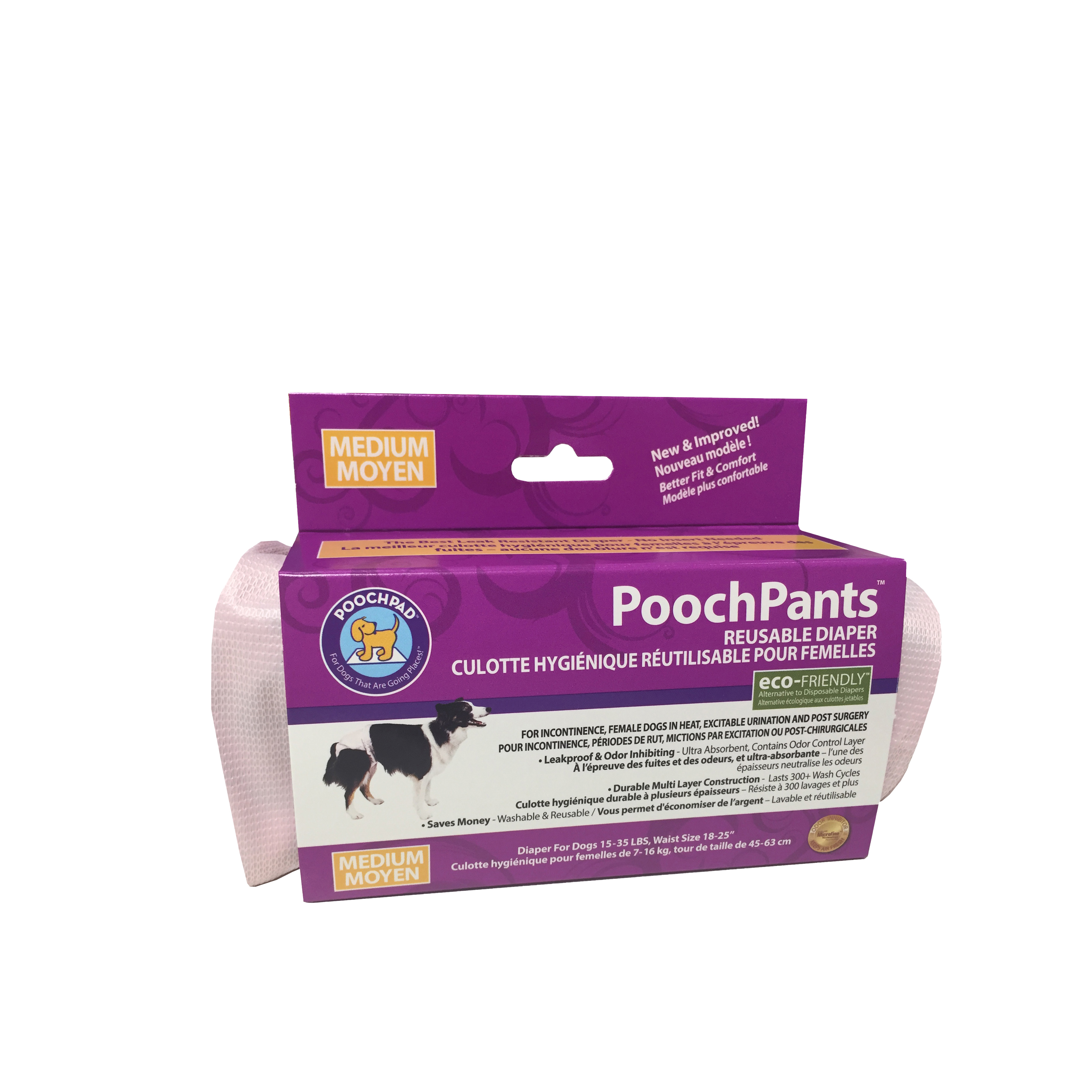 PoochPants™ Diaper for Dogs, M PoochPad RSP Mondou