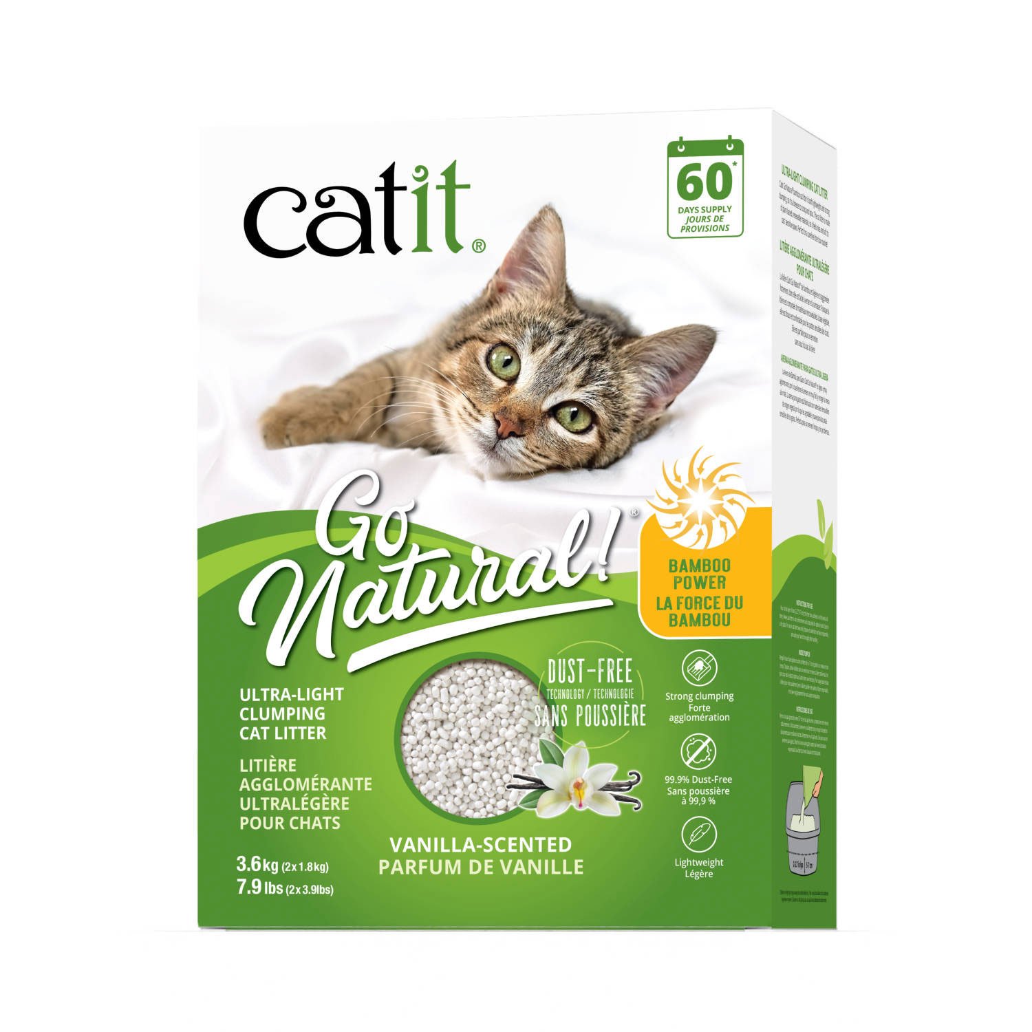 Go Natural! Bamboo Power UltraLight Clumping Cat Litter, Vanilla, 3.6
